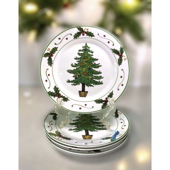 Unbranded Other - 4 - Christmas Holiday Plates With Box Ceramic Dessert Plates